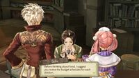Solle speaking to Escha and Logy in Atelier Escha & Logy.